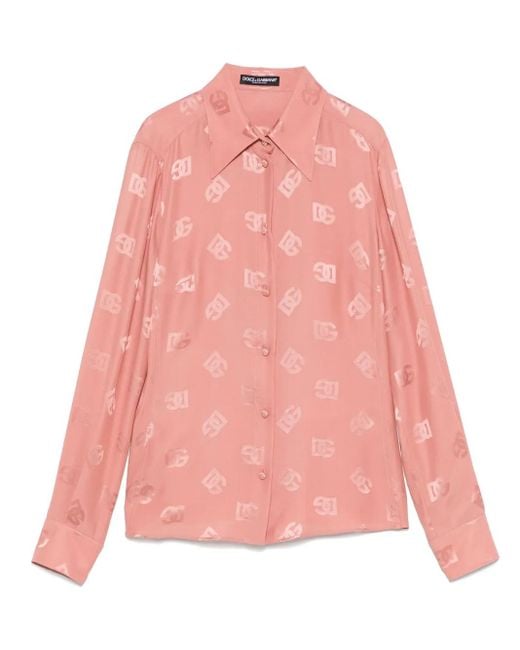 Dolce & Gabbana Pink Logo-Jacquard Shirt