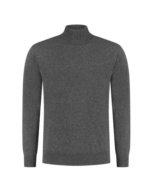 Doriani Gray Ribbed-Trim Roll-Neck Sweater for men