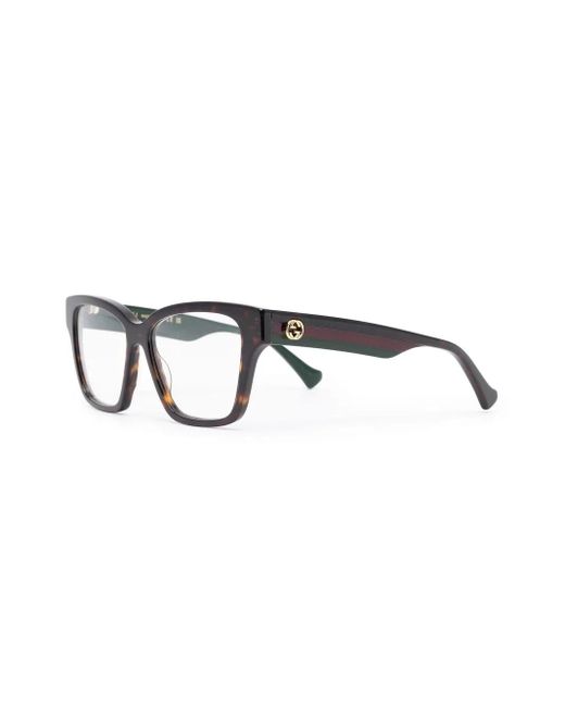 Gucci Black Logo-Plaque Square-Frame Glasses