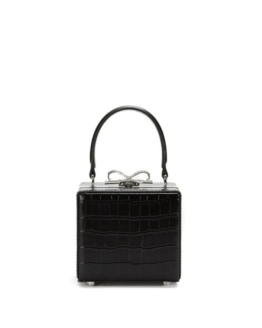 Self-Portrait Black Crystal-Bow Box Handbag