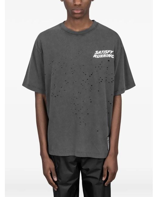 T-Shirt À Effet Usé Satisfy en coloris Gray