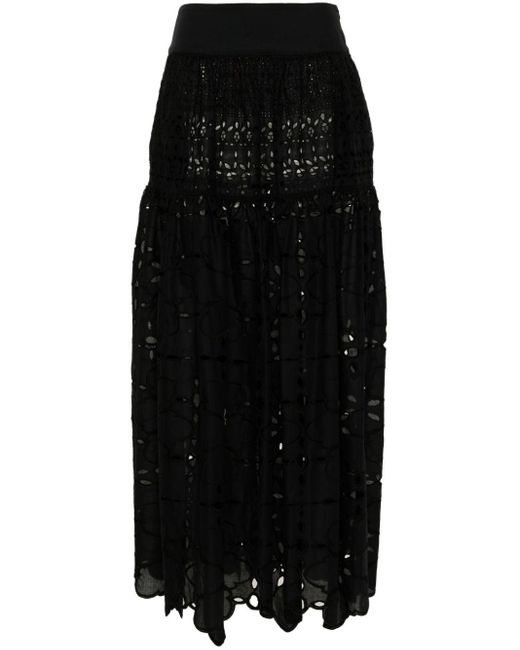 Ermanno Scervino Black Broderie-anglaise Cotton Skirt