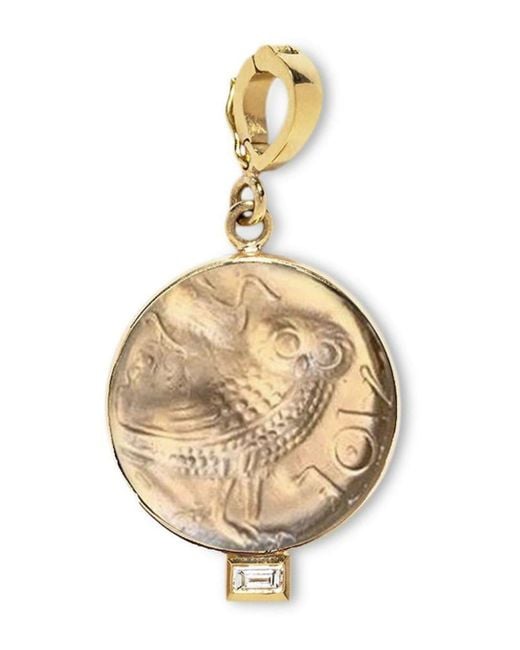 Azlee Metallic 18kt Yellow Gold Small Owl Of Athena Pendant Charm