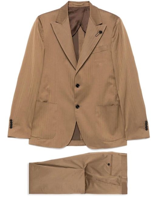 Completo Due Pezzi A Righe di Lardini in Brown da Uomo