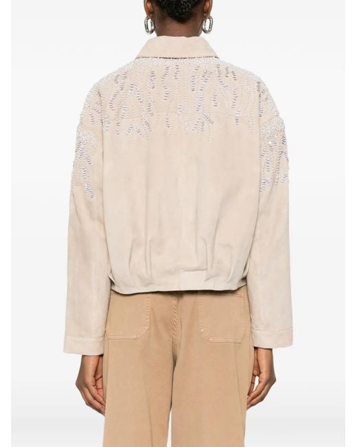 S.W.O.R.D Natural Embellished Bomber Jacket