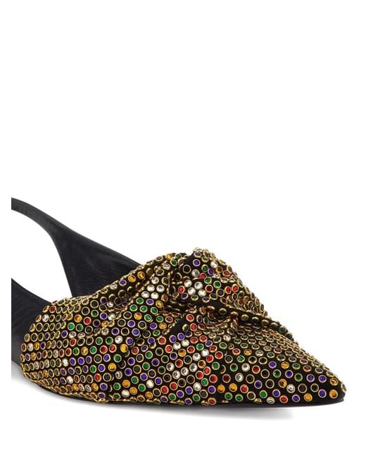 Roberto Cavalli Brown Beaded-Embellishment Flat Pumps