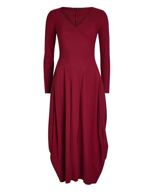 High Red Panelled V-Neck Midi Dress