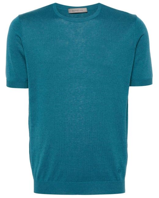 Corneliani Fein gestricktes T-Shirt in Blue für Herren