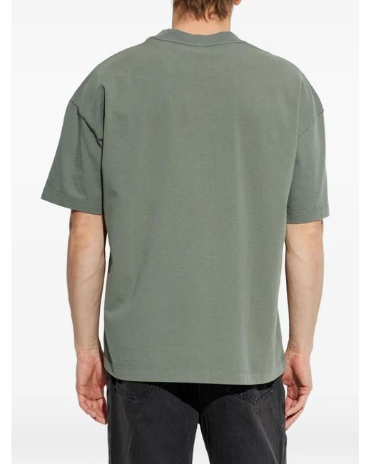 AllSaints Gray Xander Flocked-Logo T-Shirt for men