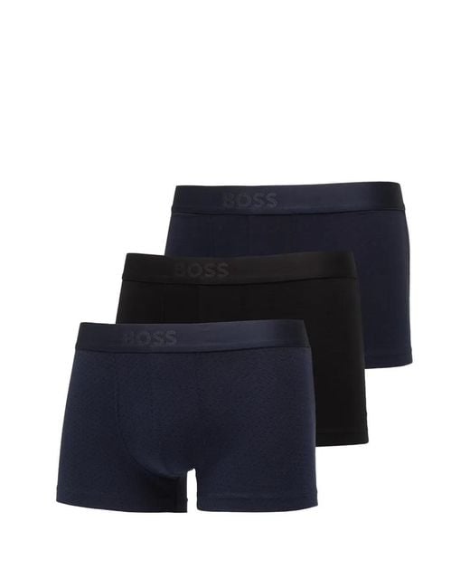 Boss Black Logo-Waistband Trunks (Set Of Three) for men