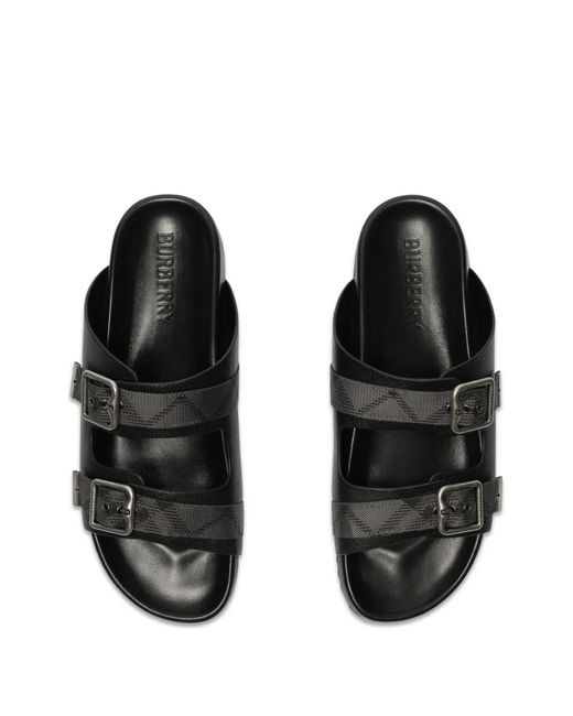 Burberry Black Leather Urchin Sandals for men