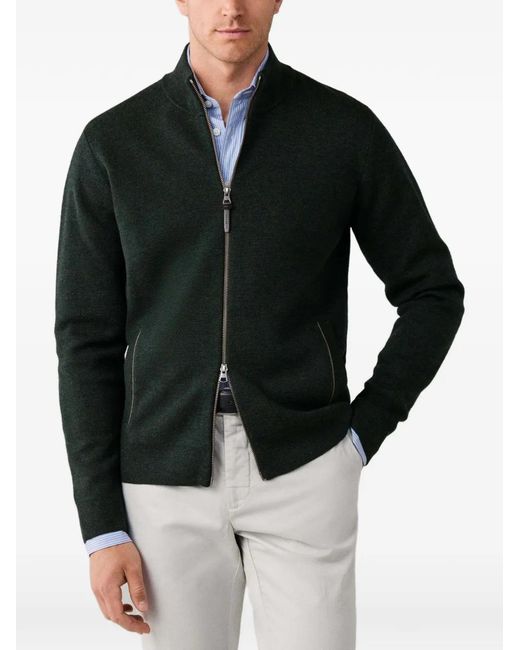 Hackett Black Cardigan Milano En Laine Mérinos for men