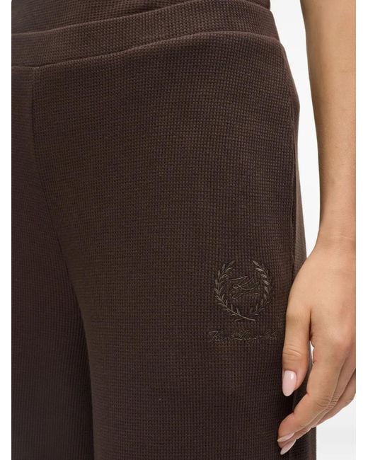Karl Lagerfeld Brown Crest-Embroidered Trousers
