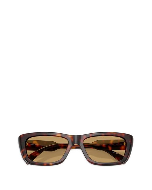 Miu Miu Brown Rectangle-Frame Sunglasses
