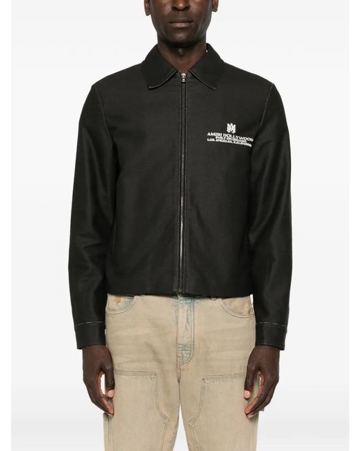 Amiri Black Logo-Print Overshirt for men