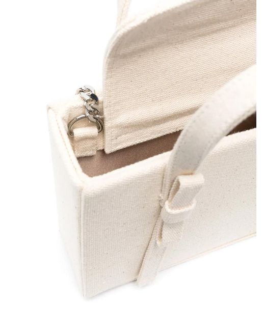 Kara White Mini Leather Tote Bag