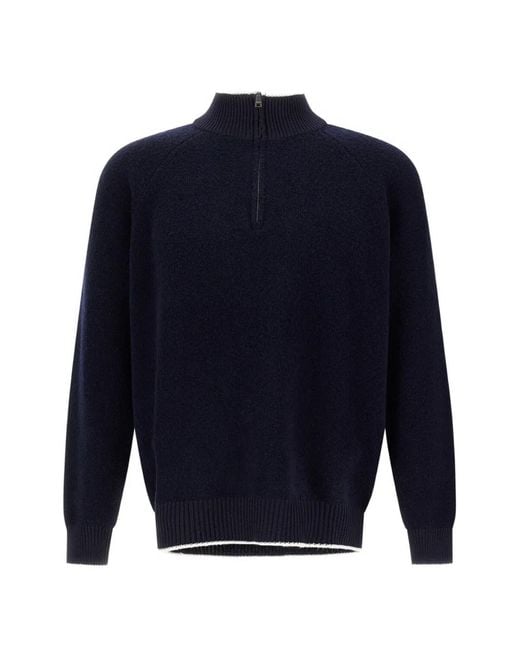 Pull En Bouclé À Col Zippé Herno pour homme en coloris Blue