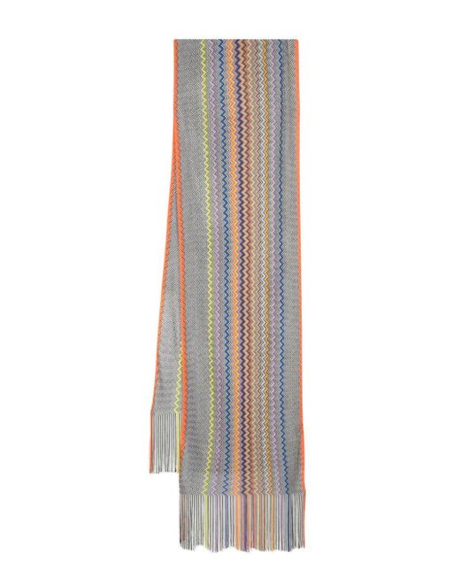 Bufanda tejida en zigzag Missoni de color White