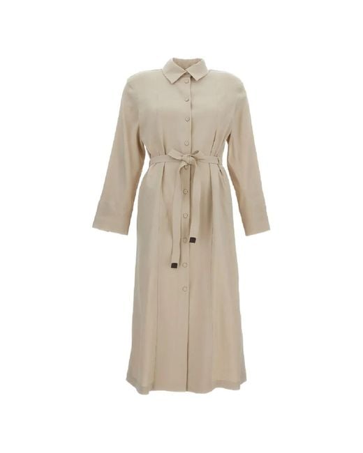 Max Mara Natural Belted Button-Down Dress