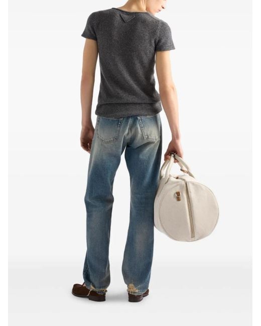 Prada Blue Logo-Patch Jeans for men