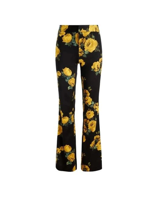 Alice + Olivia Black Livi Floral-Print Trousers
