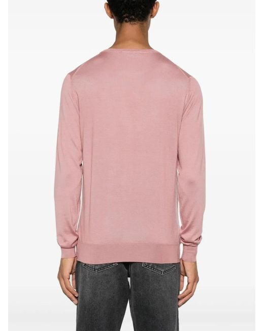 Fedeli Pink Crew-Neck Jersey-Knit Jumper for men