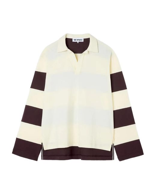 T-Shirt Rayé À Manches Longues Sunnei en coloris White