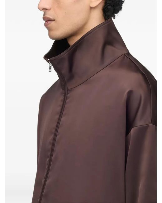 Y-3 Brown Embroidered Satin Jacket
