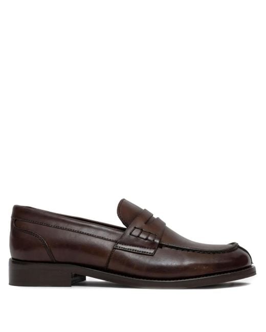 SOMMET Brown Penny-Strap Leather Loafers