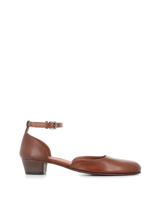 Pantanetti Brown Ankle Strap Pumps