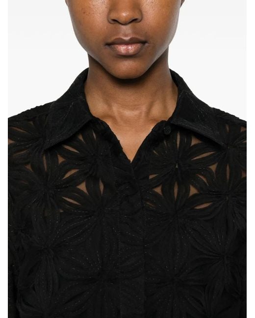 Jonathan Simkhai Black Floral-Print Cropped Blouse