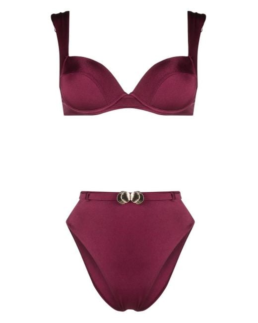 Noire Swimwear Purple Shell-Detail Bikini Set