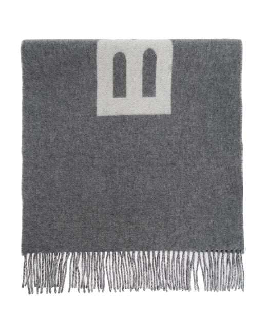 Bally Gray Logo Fringed Scarf for men