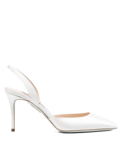 Aquazzura White 85Mm So Nude Slingback Pointed-Toe Pumps