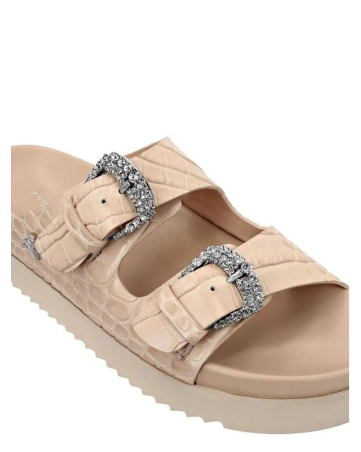 Philipp Plein Multicolor Crocodile-Effect Leather Sandals