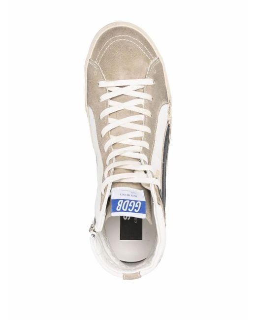 Golden Goose Deluxe Brand White Slide High Top Sneakers for men
