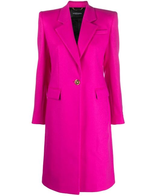 Versace Medusa Head Singlebreasted Coat in Pink Lyst