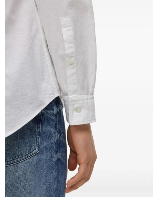 HUGO White Logo-Appliqué Cotton Shirt for men