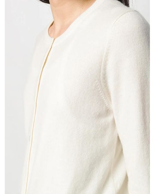 N.Peal Cashmere White Round Neck Cardigan