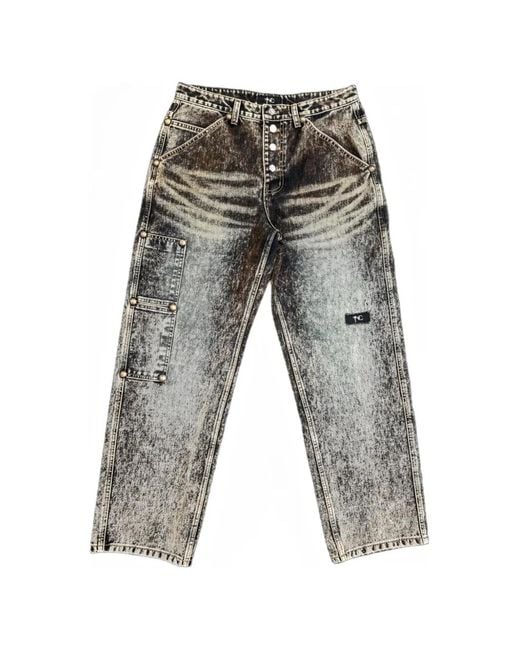 THUG CLUB Gray Iron Faded Jeans for men