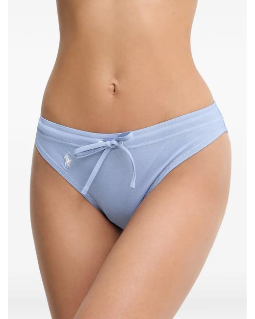 Polo Ralph Lauren Blue Logo-Embroidered Drawstring Bikini Bottoms