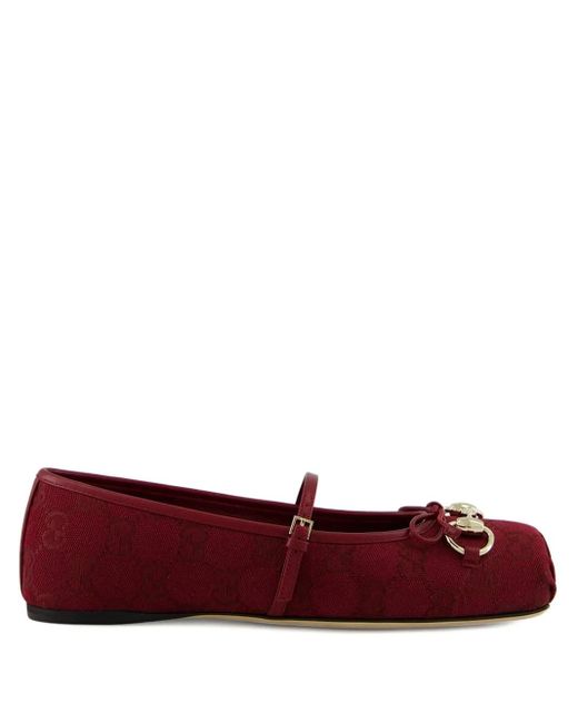Gucci Red Gg Ballet Flats