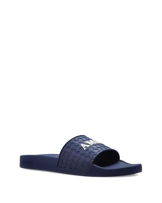 Amiri Blue Pattern Logo-Detail Slides for men