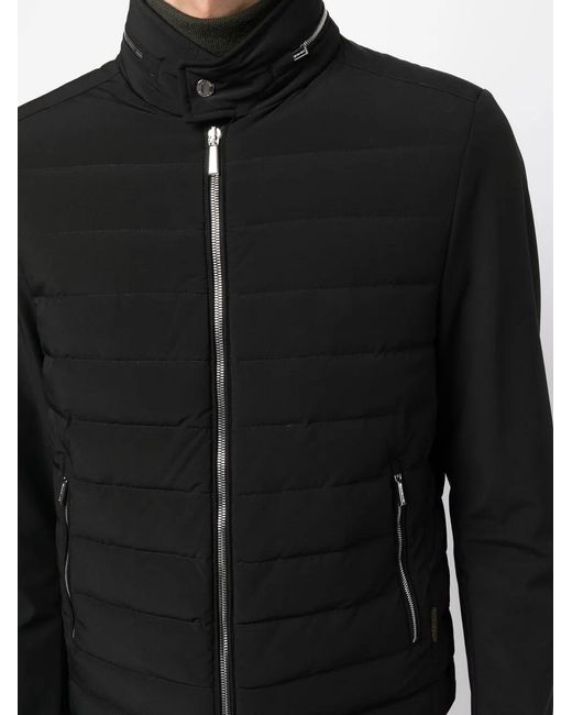 Moorer Black Quilted-Finish Zip-Up Jacket for men