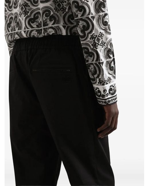 Dolce & Gabbana Black Pressed-Crease Trousers for men