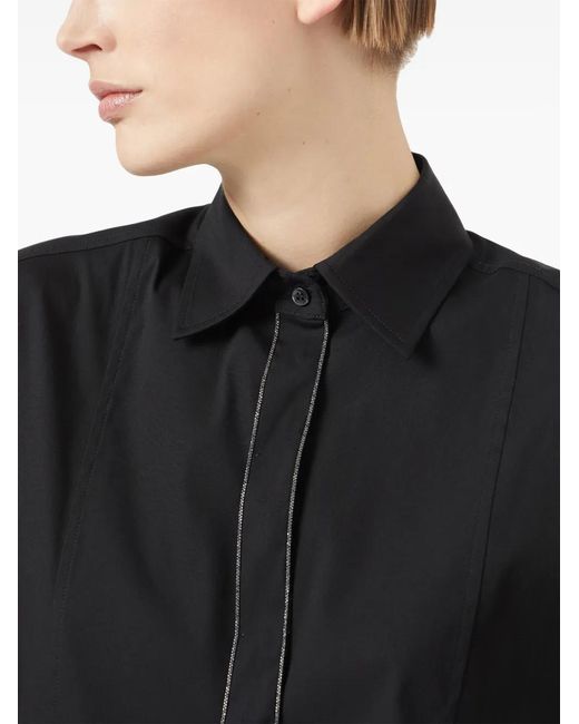 Brunello Cucinelli Black Cotton And Silk Blend Shirt