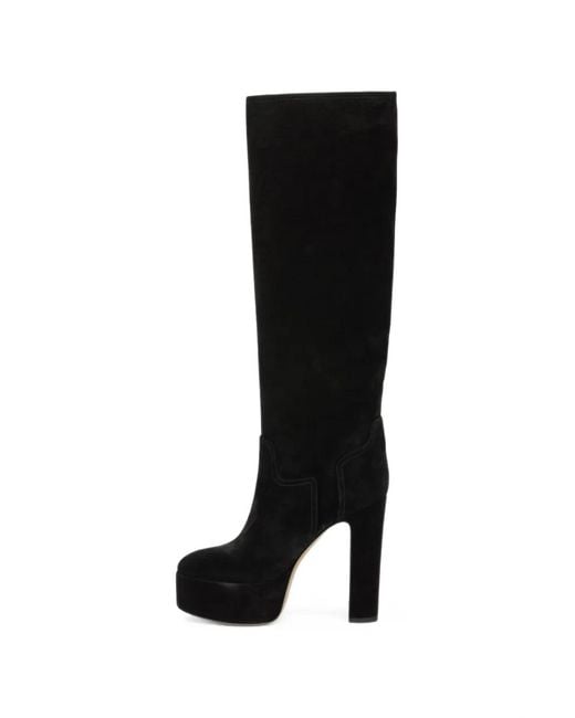 Casadei Black Renna Suede Platform Knee-High Boots