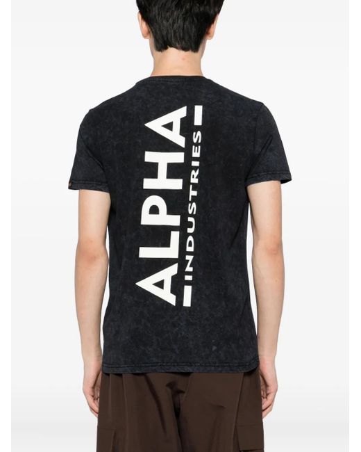 Alpha Industries Black Logo-Print T-Shirt for men