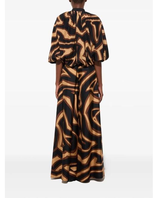 Emilio Pucci Blue Abstract-Pattern Print Silk Trousers
