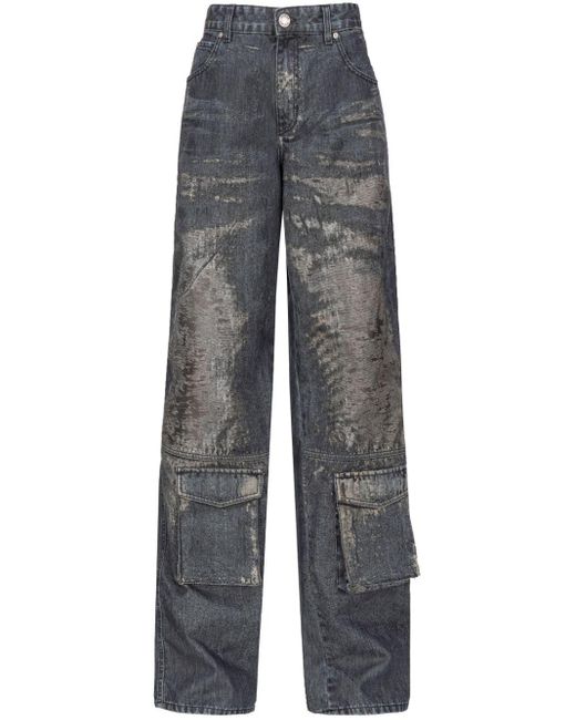 Pinko Gray Weite High-Rise-Jeans